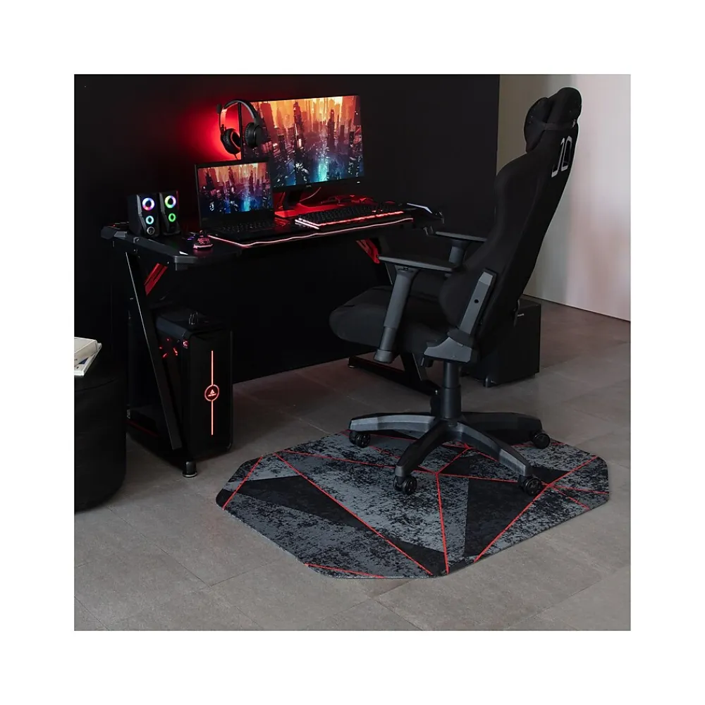 Chair Mats*Anji Mountain Rug'd Cracked Ice Carpet & Hard Floor Chair Mat, 36" x 48", Gray/Red (AMB9103)