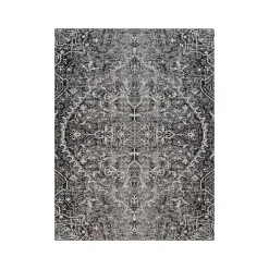 Chair Mats*Anji Mountain Rug'd La Cienega Carpet & Hard Floor Chair Mat, 36" x 48", White/Black Polyester (AMB9032)