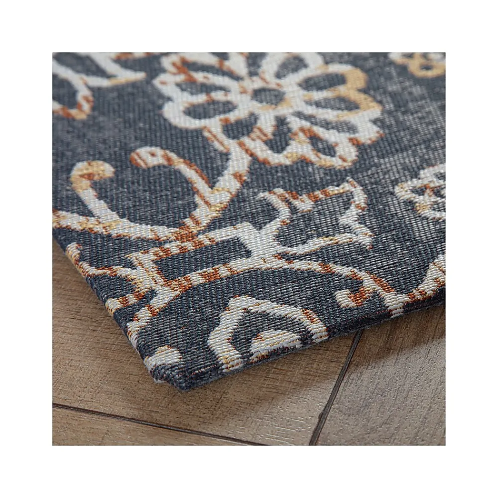 Chair Mats*Anji Mountain Rug'd Robin Carpet & Hard Floor Chair Mat, 36" x 48", Gray/Orange (AMB9018)