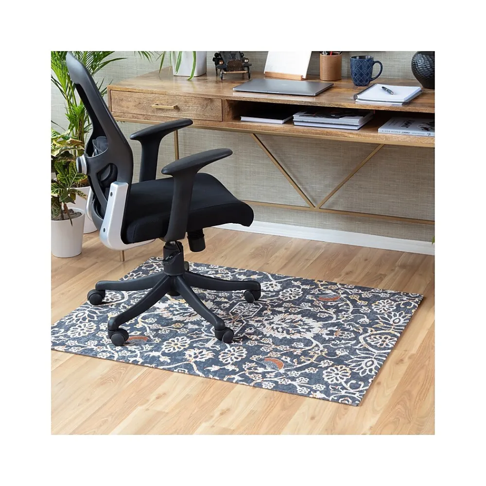 Chair Mats*Anji Mountain Rug'd Robin Carpet & Hard Floor Chair Mat, 36" x 48", Gray/Orange (AMB9018)