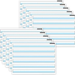 Dry Erase*Ashley Productions® Smart Poly® PosterMat Pals® Handwriting, 1" Ruling, Blue, 13" x 9.5", Pack of 10 (ASH97015)