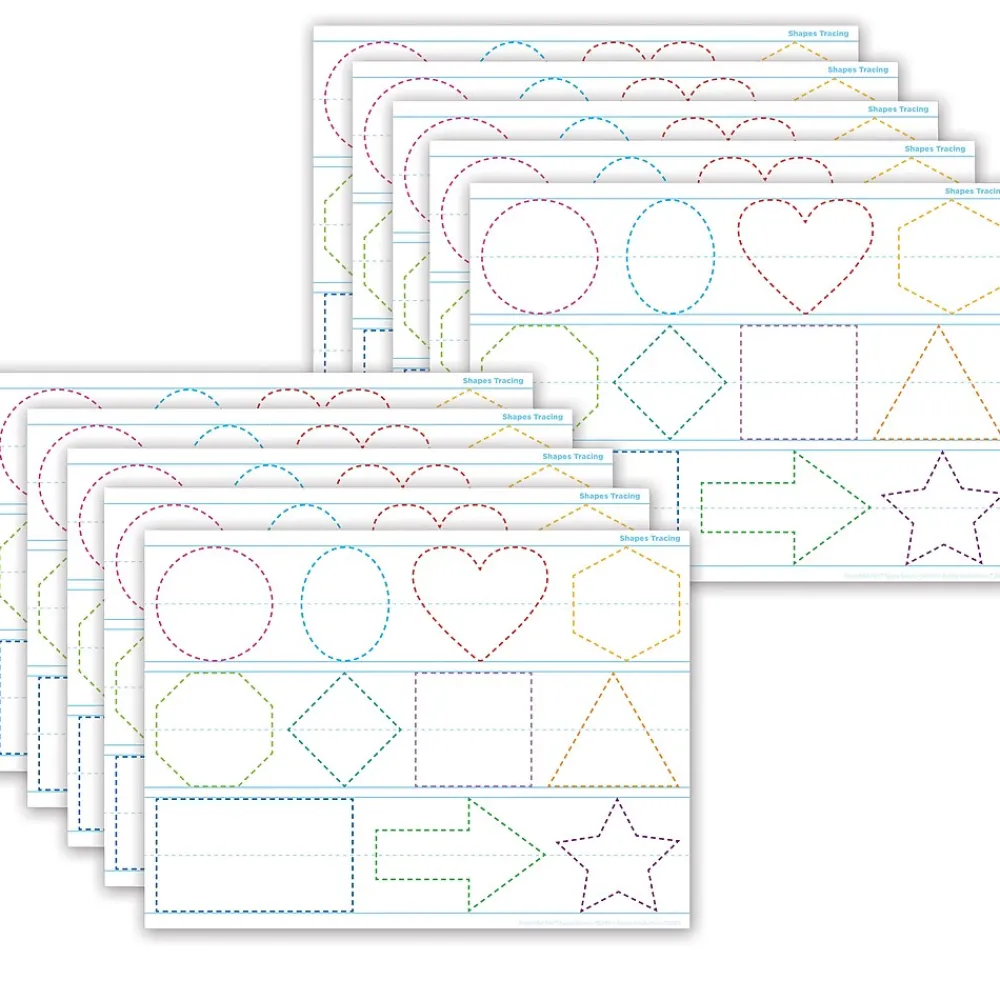 Dry Erase*Ashley Productions® Smart Poly® PosterMat Pals® Space Savers Shapes Tracing, 13" x 9.5", Pack of 10 (ASH97018)