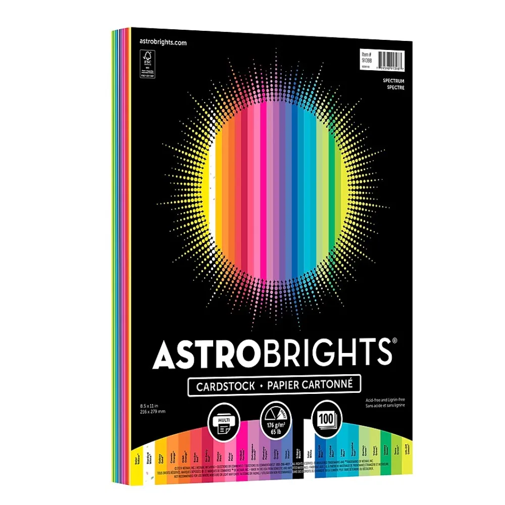 Card Stock*Astrobrights 65 lb. Cardstock Paper, 8.5" x 11", Spectrum Assortment, 100 Sheets/Ream (91398)