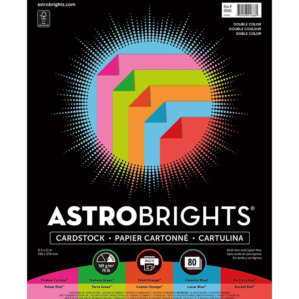Card Stock*Astrobrights 70 lb. Cardstock Paper, 8.5" x 11", Double Color Assortment, 80 Sheets/Ream (91668)