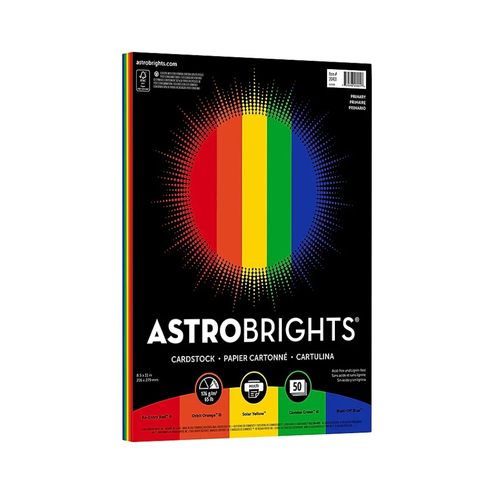 Card Stock*Astrobrights 65 lb. Cardstock Paper, 8.5" x 11", Primary Assortment, 50 Sheets/Pack (20401)