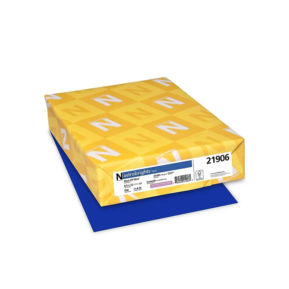 Multipurpose Paper*Astrobrights Colored Paper, 24 lbs., 8.5" x 11", , 500 Sheets/Ream (21906) Blast-Off Blue