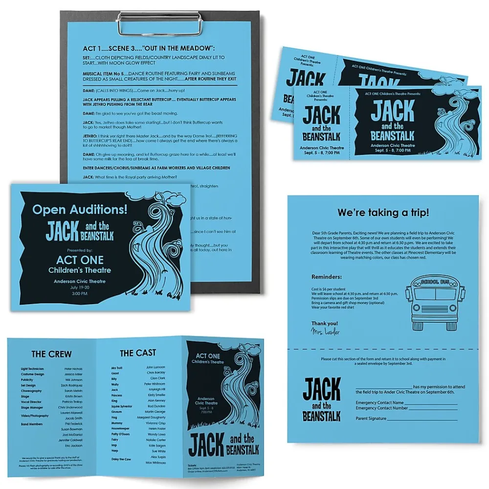 Multipurpose Paper*Astrobrights Colored Paper, 24 lbs., 8.5" x 11", , 500 Sheets/Ream (22521/21528) Lunar Blue