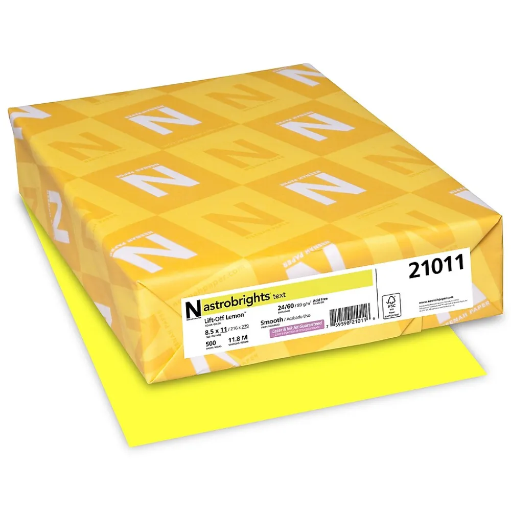 Multipurpose Paper*Astrobrights Colored Paper, 24 lbs., 8.5" x 11", Lift-Off Lemon, 500 Sheets/Ream (21011)