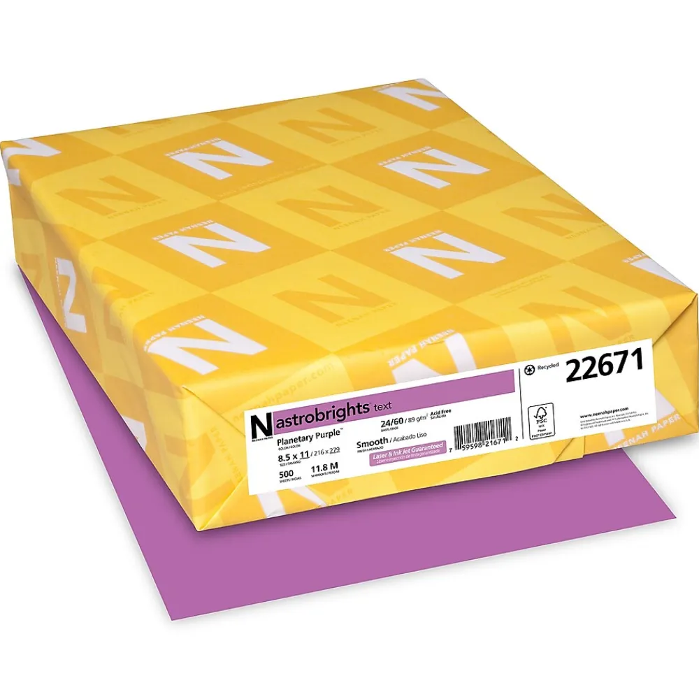 Multipurpose Paper*Astrobrights Colored Paper, 24 lbs., 8.5" x 11", , 500 Sheets/Ream (22671) Planetary Purple