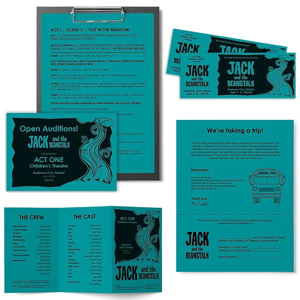 Multipurpose Paper*Astrobrights Colored Paper, 24 lbs., 8.5" x 11", Terrestrial Teal, 500 Sheets/Ream (21849/22479)