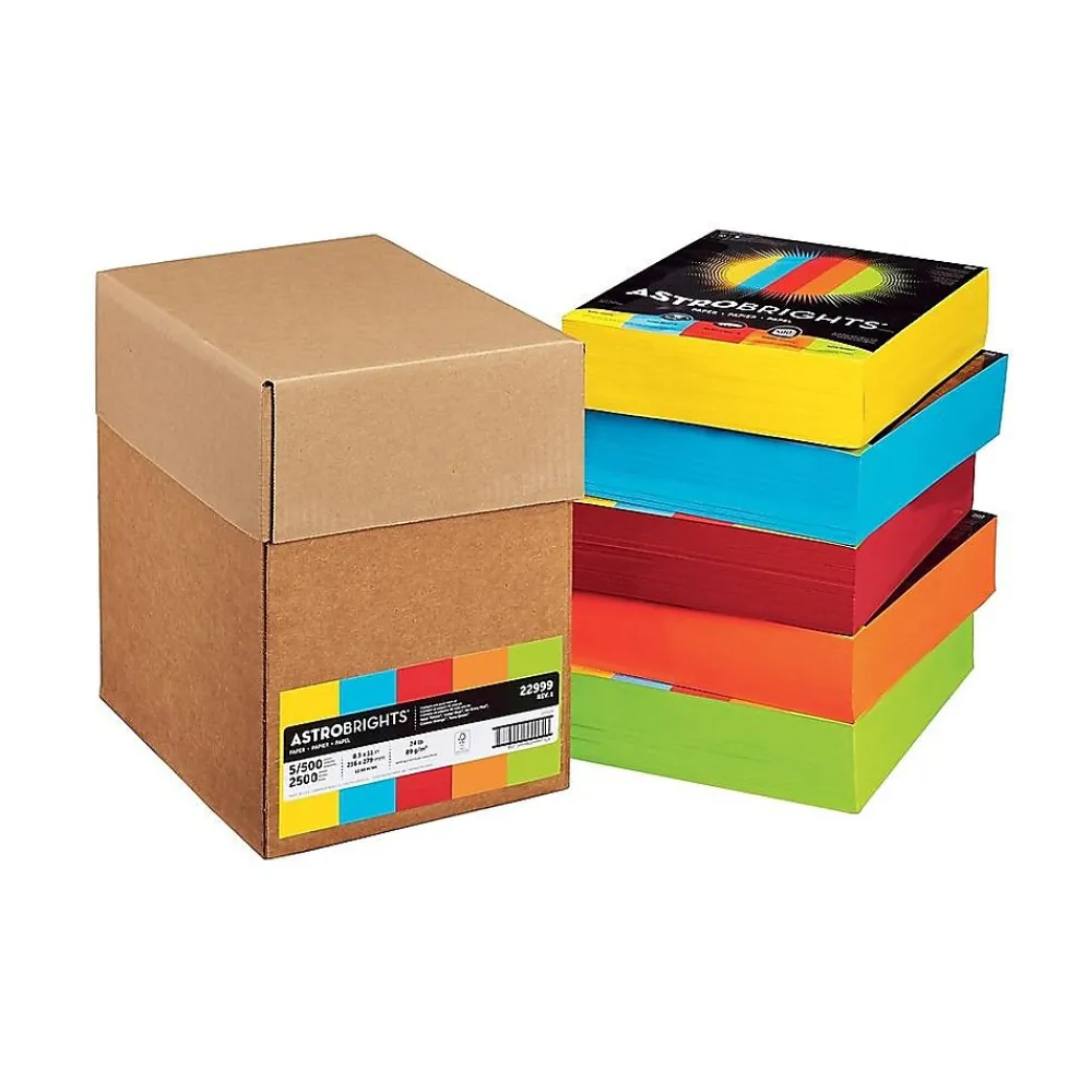 Multipurpose Paper*Wausau Paper Astrobrights Multipurpose Paper, 24 lbs., 8.5" x 11", Assorted, 2500/Carton (22999)