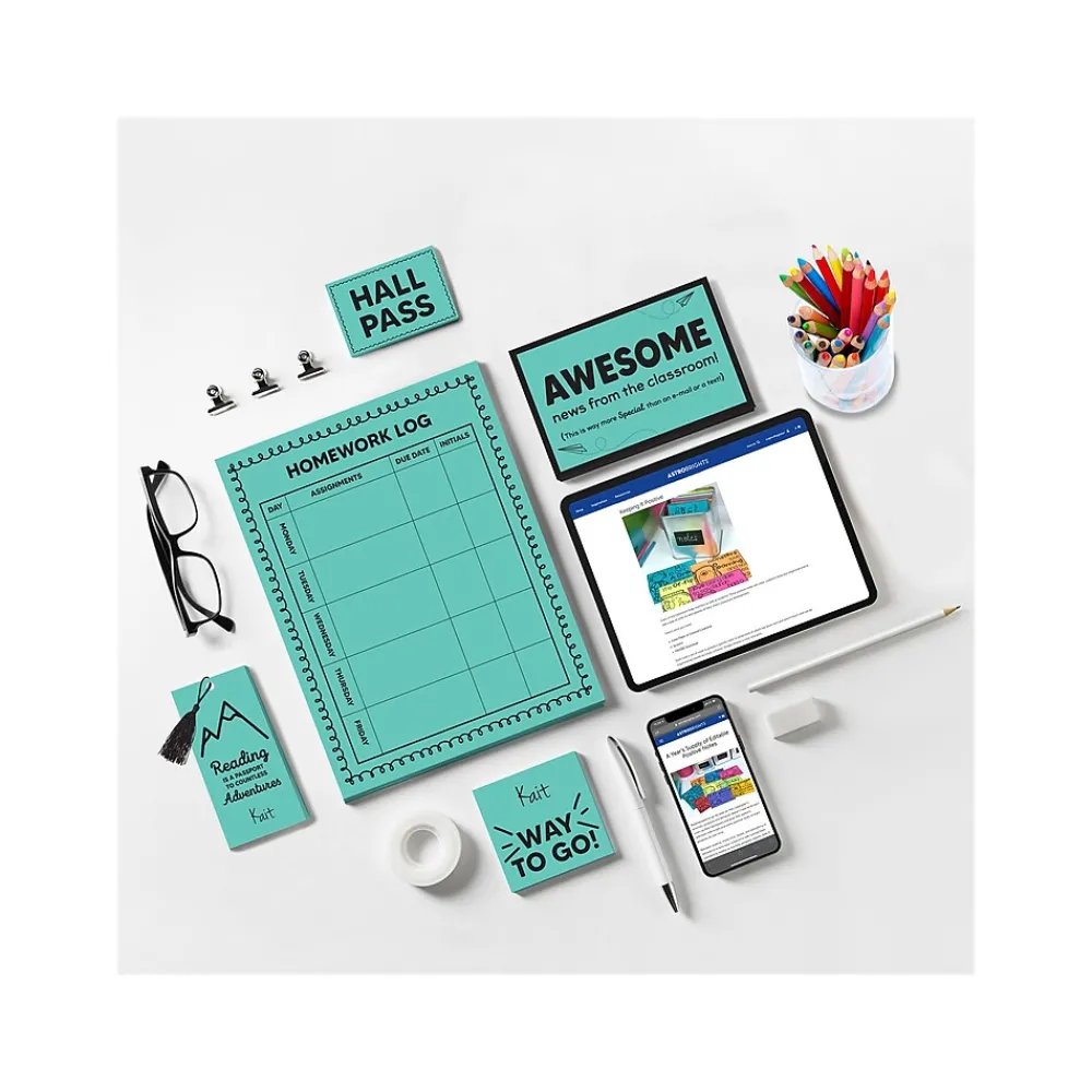 Card Stock*Astrobrights Punchy Pastels 65 lb. Cardstock Paper, 8.5" x 11", Breezy Blue, 100 Sheets/Pack (91784)