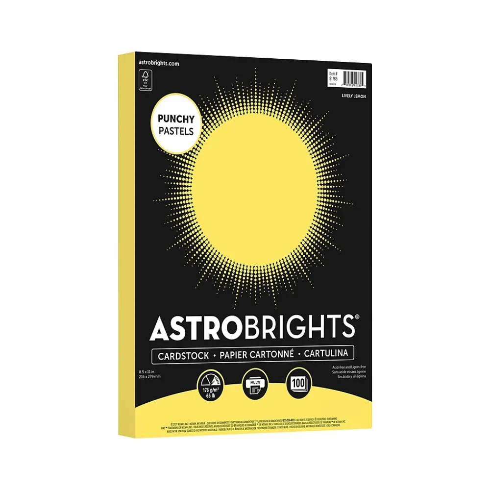 Card Stock*Astrobrights Punchy Pastels 65 lb. Cardstock Paper, 8.5" x 11", Lively Lemon, 100 Sheets/Ream (91785)
