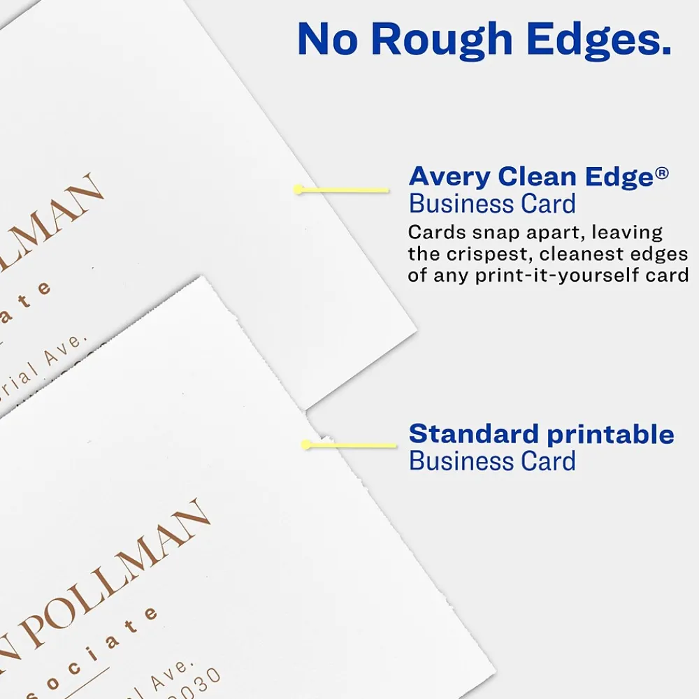 Business Cards*Avery Clean Edge Business Cards, 3.5" x 2", Matte Ivory, 200/Pack (8876)