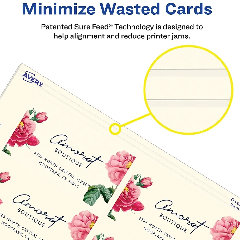 Business Cards*Avery Clean Edge Business Cards, 3.5" x 2", Matte Ivory, 200/Pack (8876)