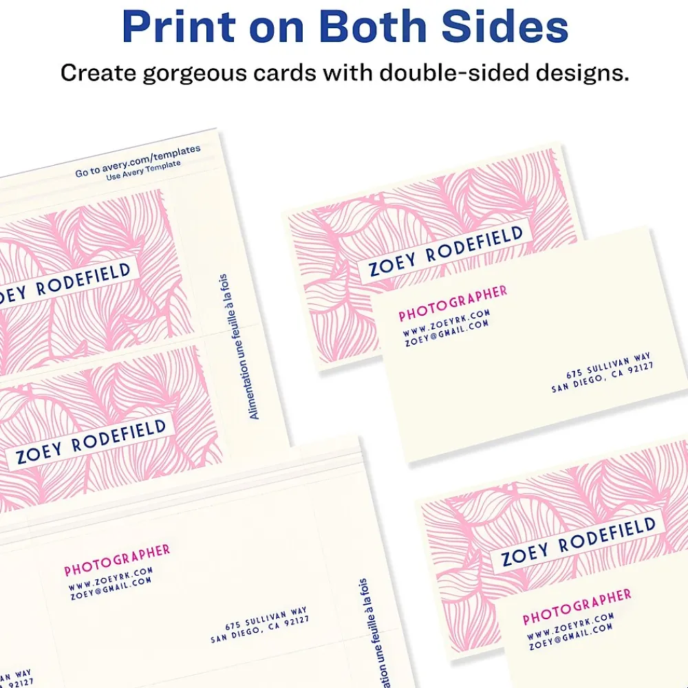 Business Cards*Avery Clean Edge Business Cards, 3.5" x 2", Matte Ivory, 200/Pack (8876)