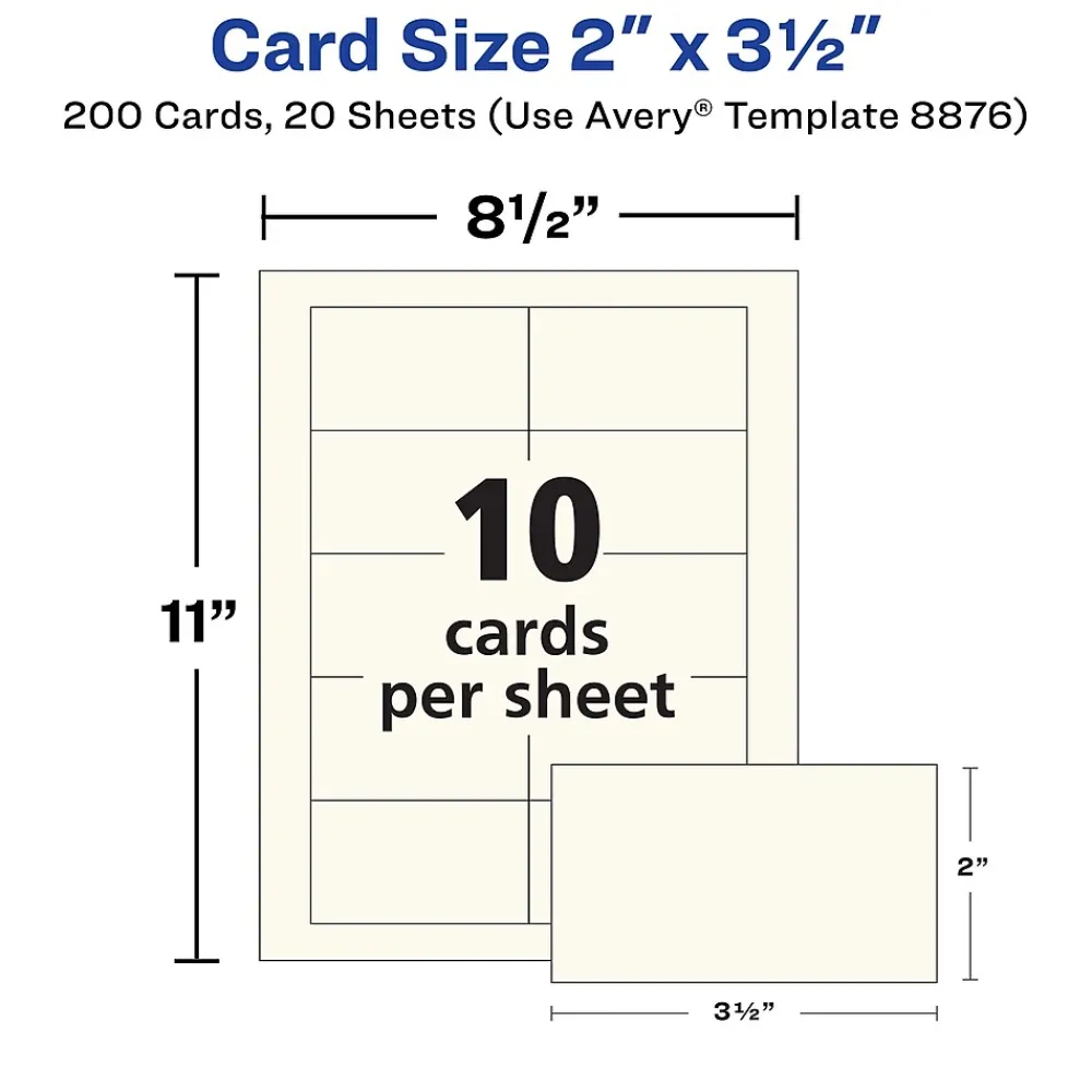 Business Cards*Avery Clean Edge Business Cards, 3.5" x 2", Matte Ivory, 200/Pack (8876)
