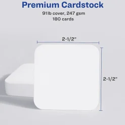 Business Cards*Avery Clean Edge Laser Square Cards with Rounded Corners, 2 1/2