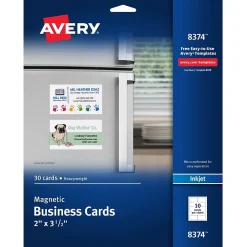 Business Cards*Avery Magnetic Business Cards, 2" x 3 1/2", Matte White, 30/Pack (8374)