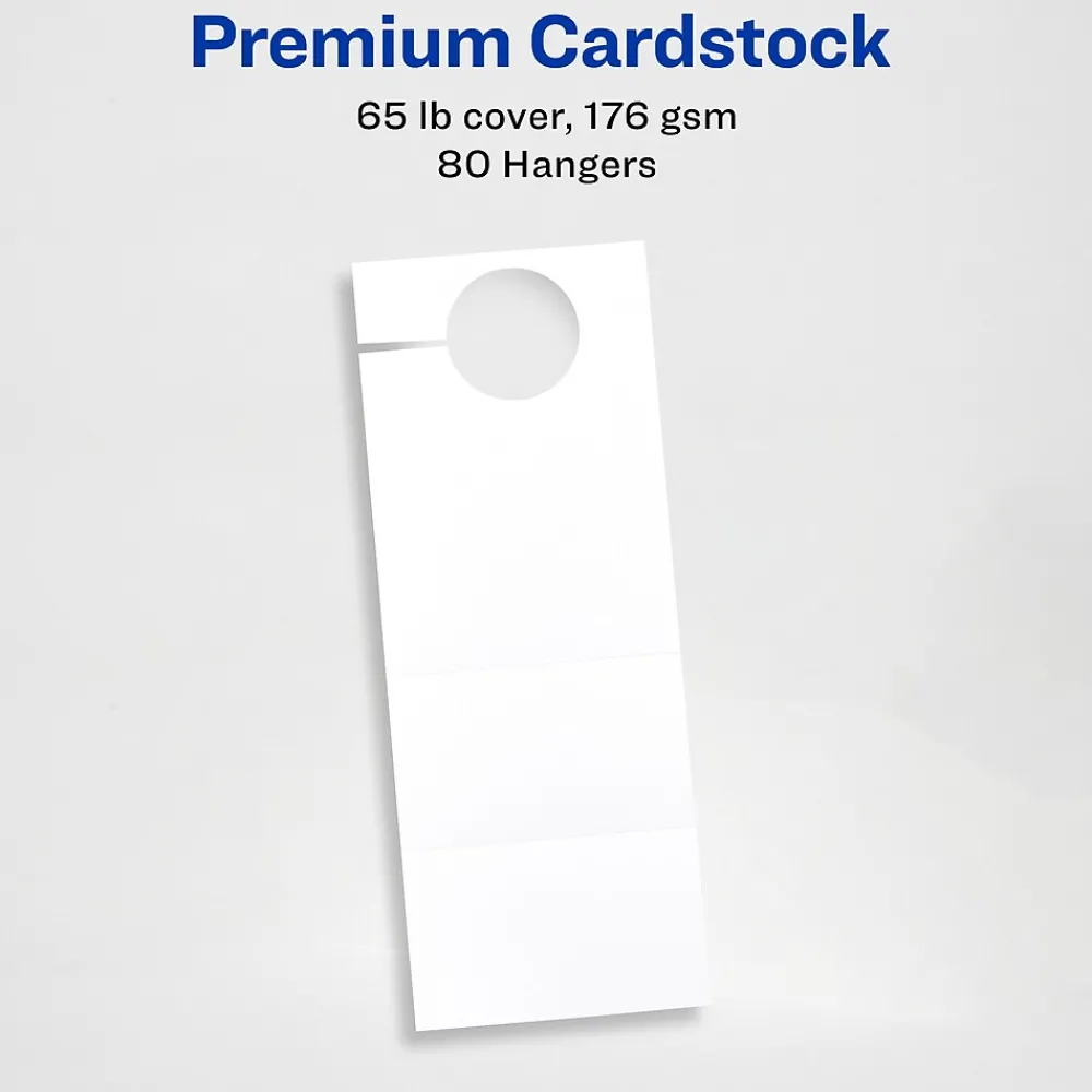 Business Cards*Avery Printable Door Hangers with Tear-Away Cards, 4 1/4" x 11", Matte White, Laser/Inkjet, 80/Pack (16150)