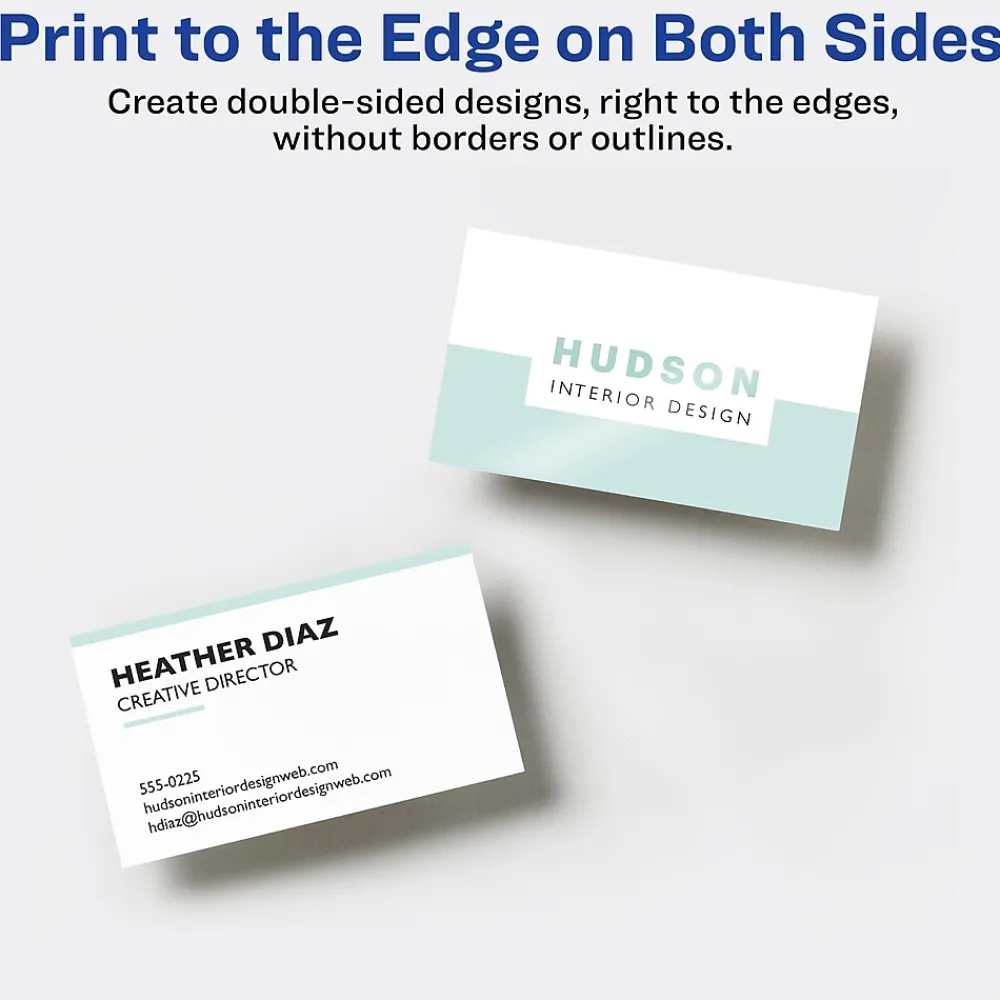 Business Cards*Avery Sure Feed Business Cards, 2" x 3.5", Glossy White, 8 Cards/Sheet, 20 Sheets/Pack, 160 Cards/Pack (8801)