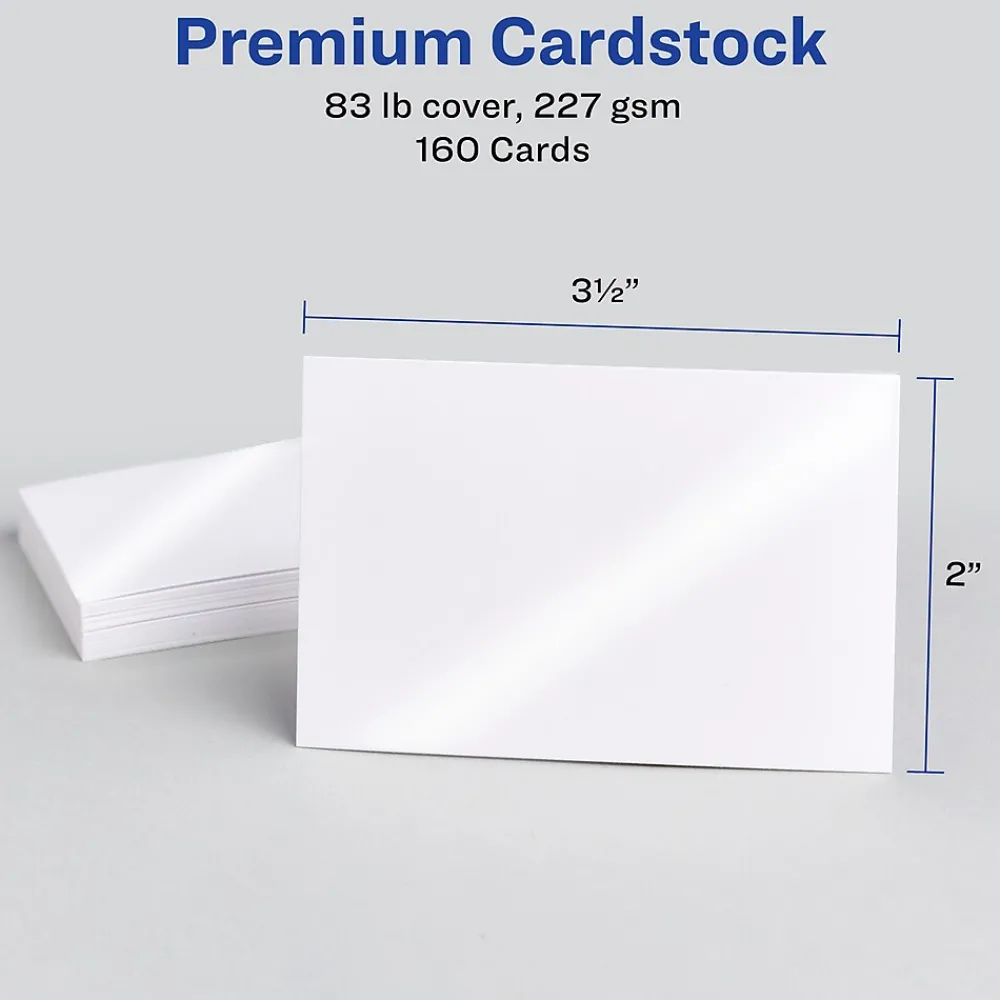 Business Cards*Avery Sure Feed Business Cards, 2" x 3.5", Glossy White, 8 Cards/Sheet, 20 Sheets/Pack, 160 Cards/Pack (8801)