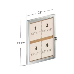 Bulletin*Azar Cork Enclosed Bulletin Board, Aluminum Frame, 29.72" x 23.03" (300223)