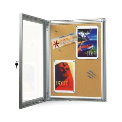 Bulletin*Azar Cork Enclosed Bulletin Board, Aluminum Frame, 29.72