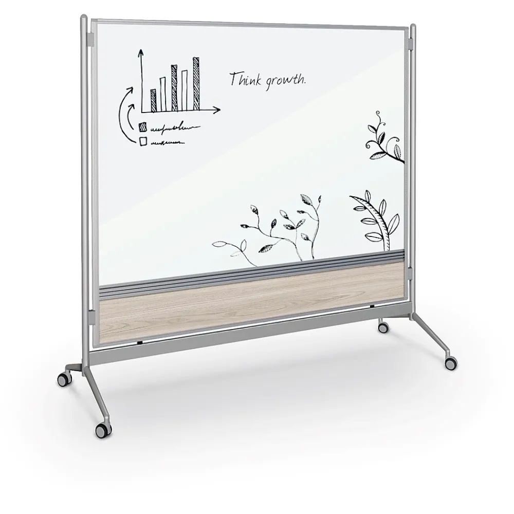 Dry Erase*Balt D.O.C. Glass Room Divider, Silver Aluminum Frame, 58" x 69.6" (8201G-8201)