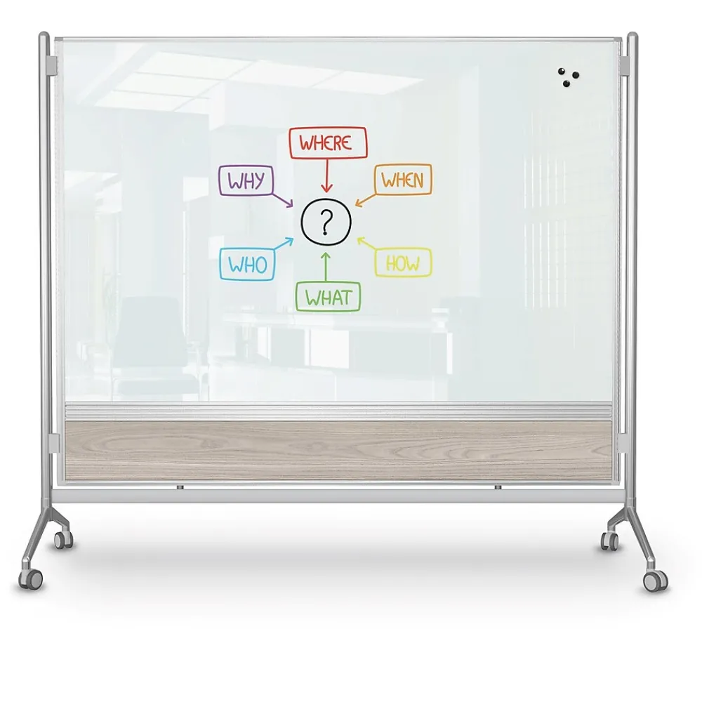 Dry Erase*Balt D.O.C. Glass Room Divider, Silver Aluminum Frame, 58" x 69.6" (8201G-8201)