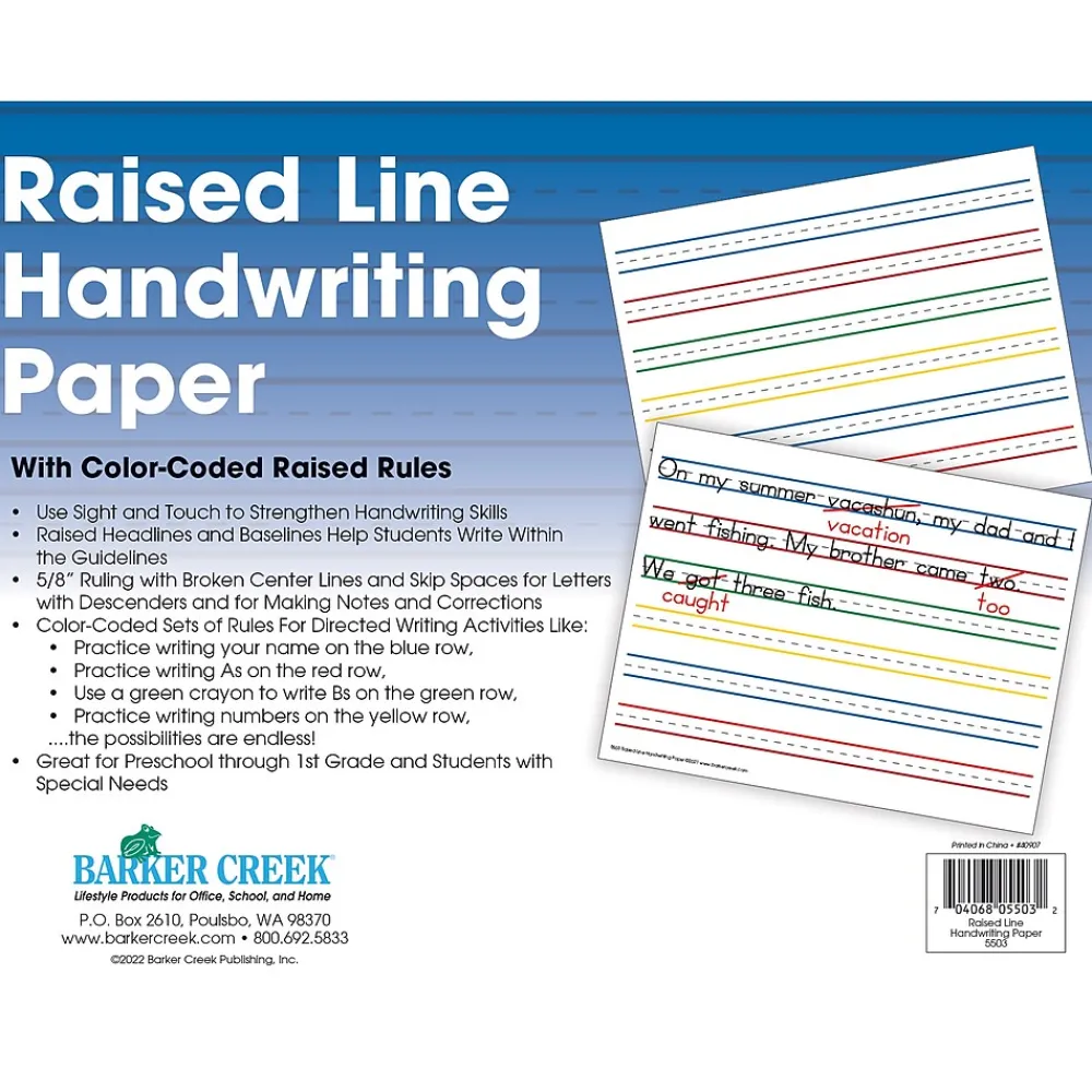 Classroom Paper*Barker Creek 8.5" x 11" Raised Line Handwriting Paper, 300 Sheets/Set (5503-06)