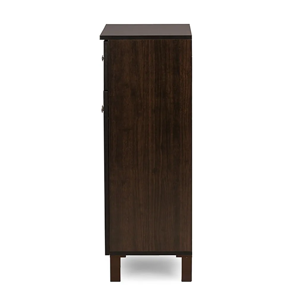 Storage Cabinets*Baxton Studio Felda 35" High Wood Shoe Cabinet with Three Shelves, Dark Brown (2633-6497-STPL)