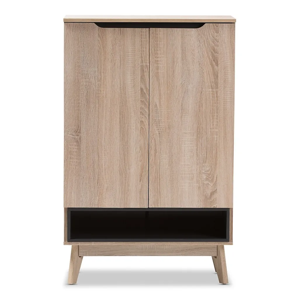 Storage Cabinets*Baxton Studio Fella 46" High Shoe Cabinet, Light Brown (2633-7705-STPL)
