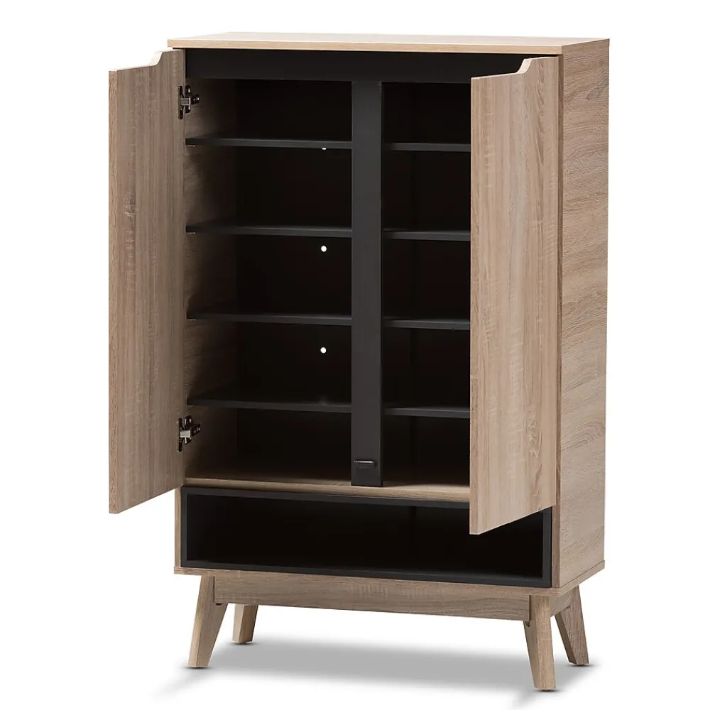 Storage Cabinets*Baxton Studio Fella 46" High Shoe Cabinet, Light Brown (2633-7705-STPL)