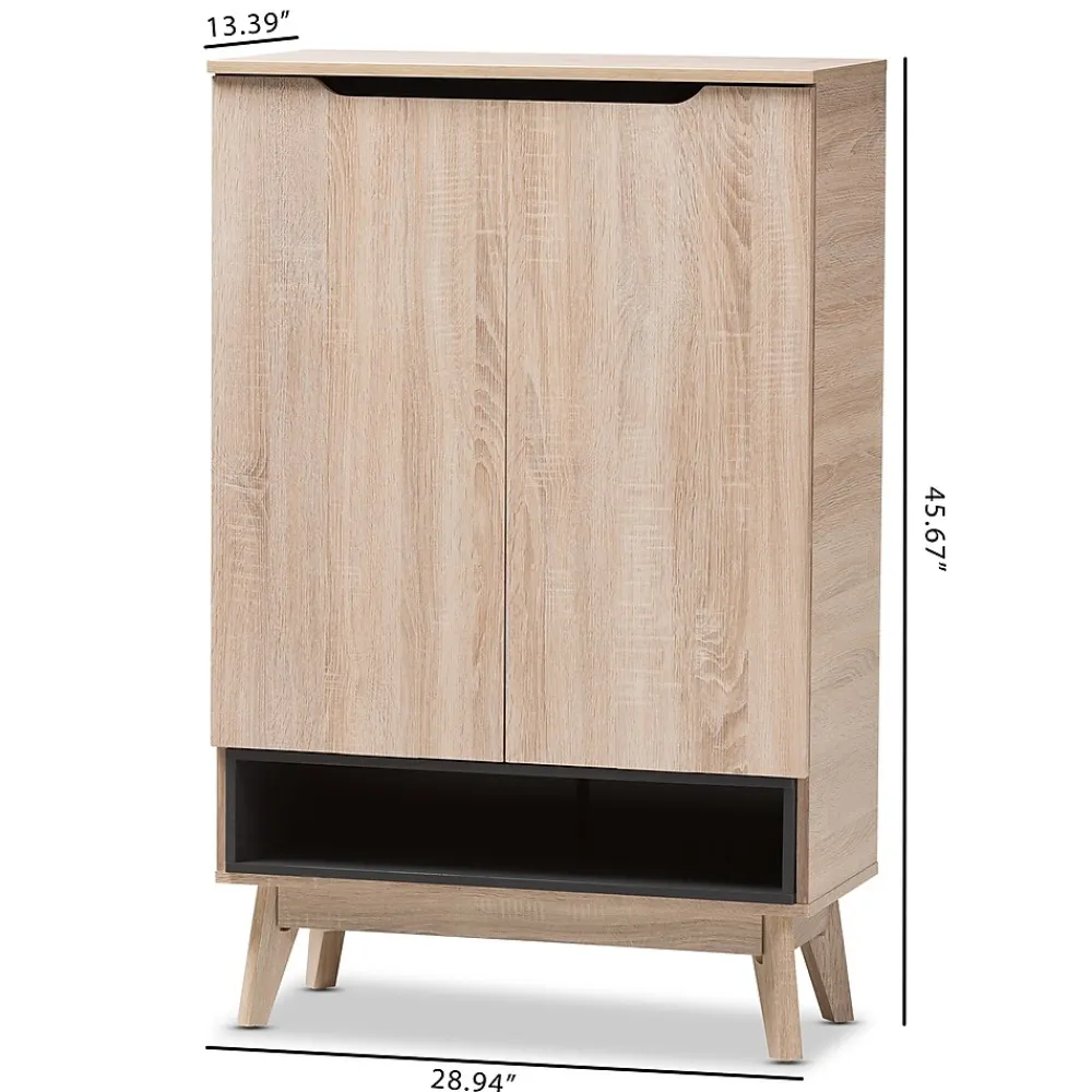 Storage Cabinets*Baxton Studio Fella 46" High Shoe Cabinet, Light Brown (2633-7705-STPL)