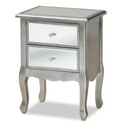 Storage Cabinets*Baxton Studio Leonie 24.21" High 2-Drawer Nightstand, Silver and Mirror (162-10266-HiT)