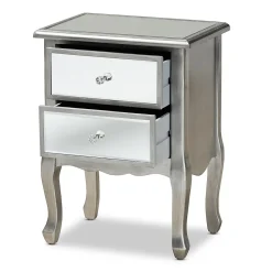 Storage Cabinets*Baxton Studio Leonie 24.21" High 2-Drawer Nightstand, Silver and Mirror (162-10266-HiT)