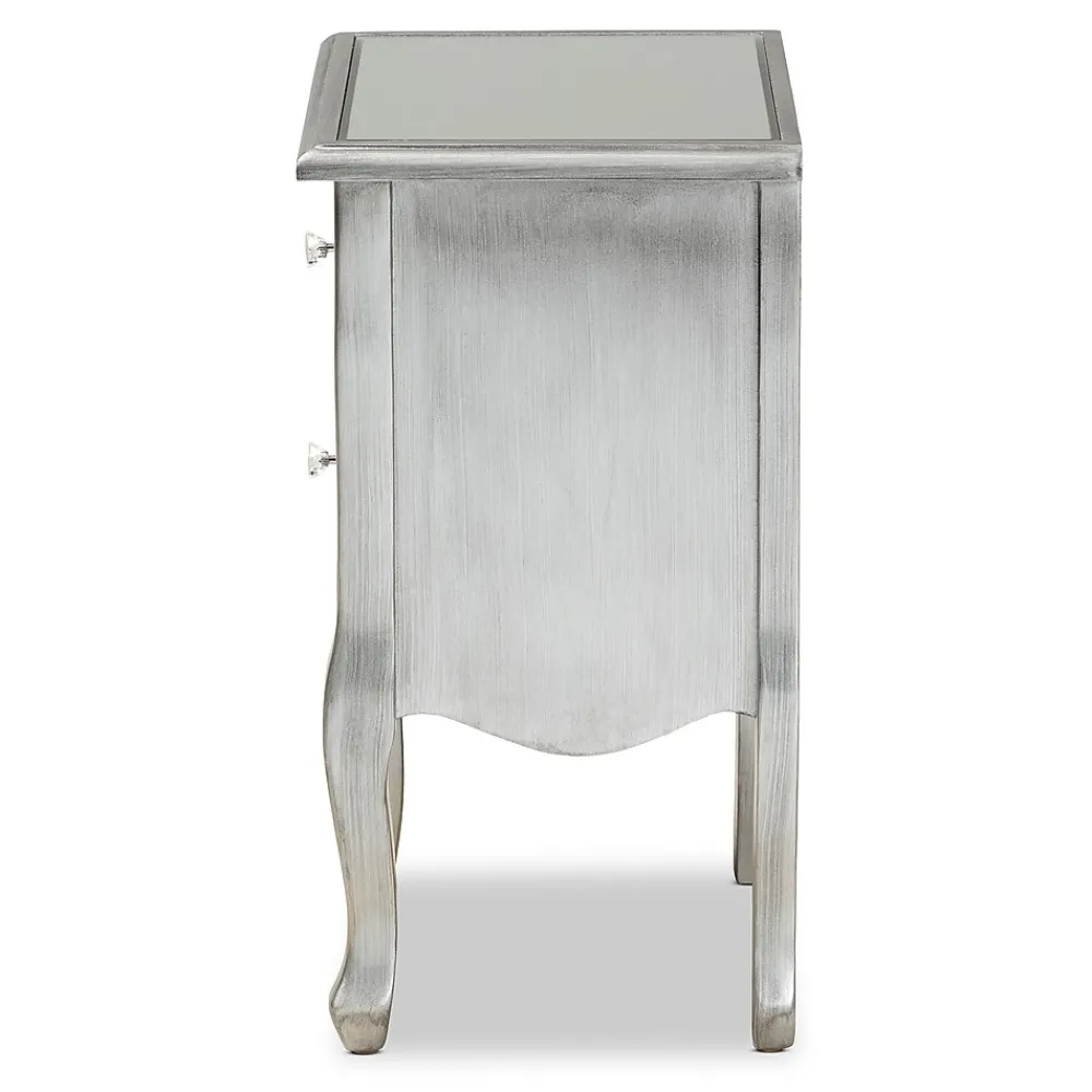 Storage Cabinets*Baxton Studio Leonie 24.21" High 2-Drawer Nightstand, Silver and Mirror (162-10266-HiT)