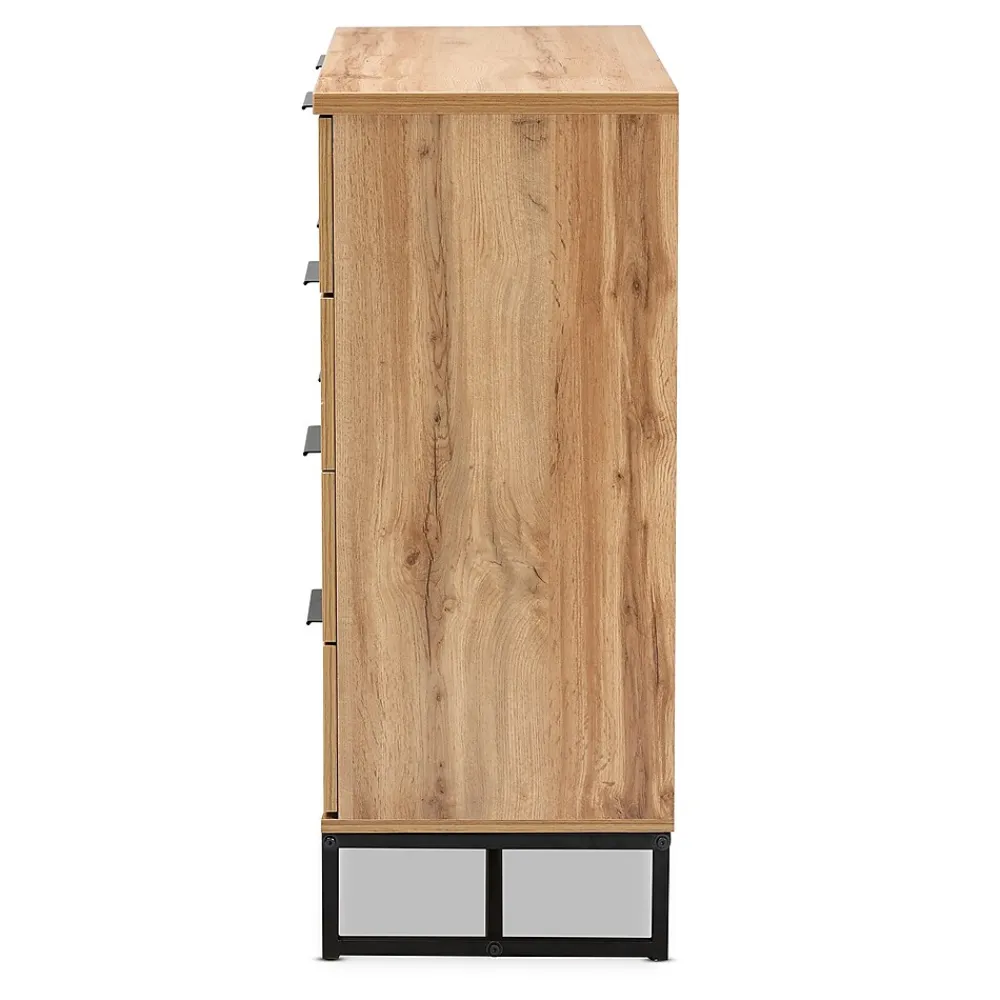 Storage Cabinets*Baxton Studio Reid 38.98" High 4-Drawer Dresser, Oak and Black (162-10296-HiT)