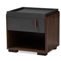 Storage Cabinets*Baxton Studio Rikke 17.8" High 1-Shelf Nightstand, Gray and Walnut (152-9147-HiT)
