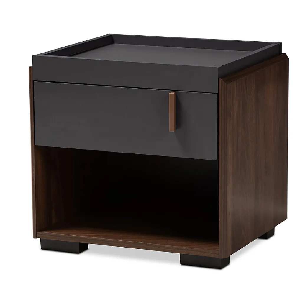 Storage Cabinets*Baxton Studio Rikke 17.8" High 1-Shelf Nightstand, Gray and Walnut (152-9147-HiT)