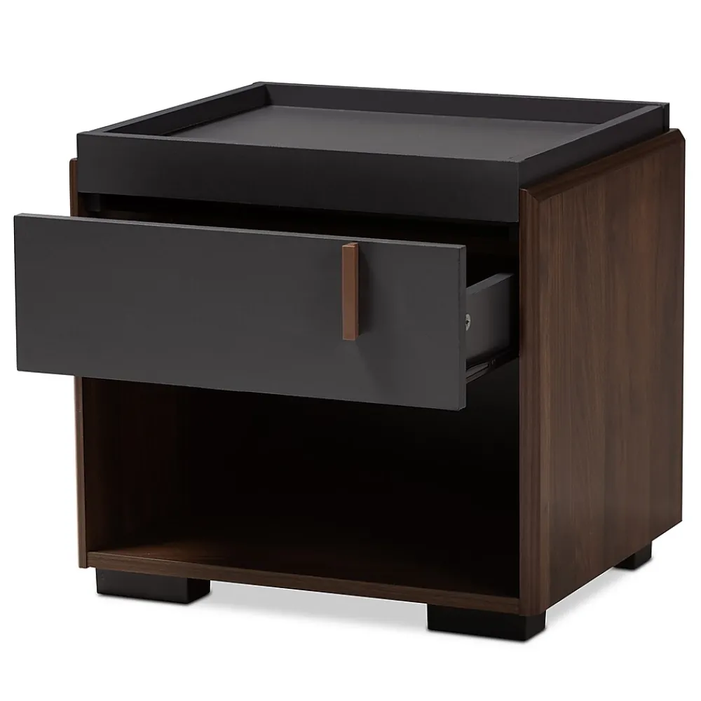 Storage Cabinets*Baxton Studio Rikke 17.8" High 1-Shelf Nightstand, Gray and Walnut (152-9147-HiT)