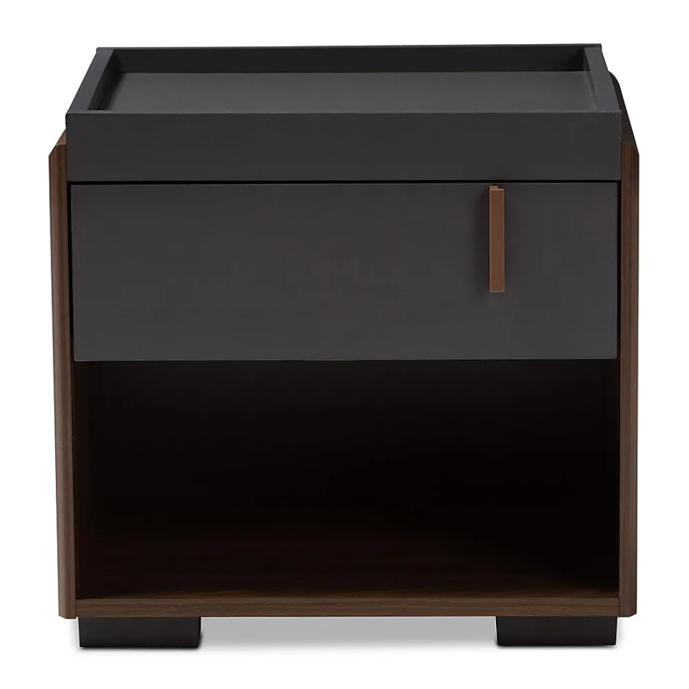 Storage Cabinets*Baxton Studio Rikke 17.8" High 1-Shelf Nightstand, Gray and Walnut (152-9147-HiT)