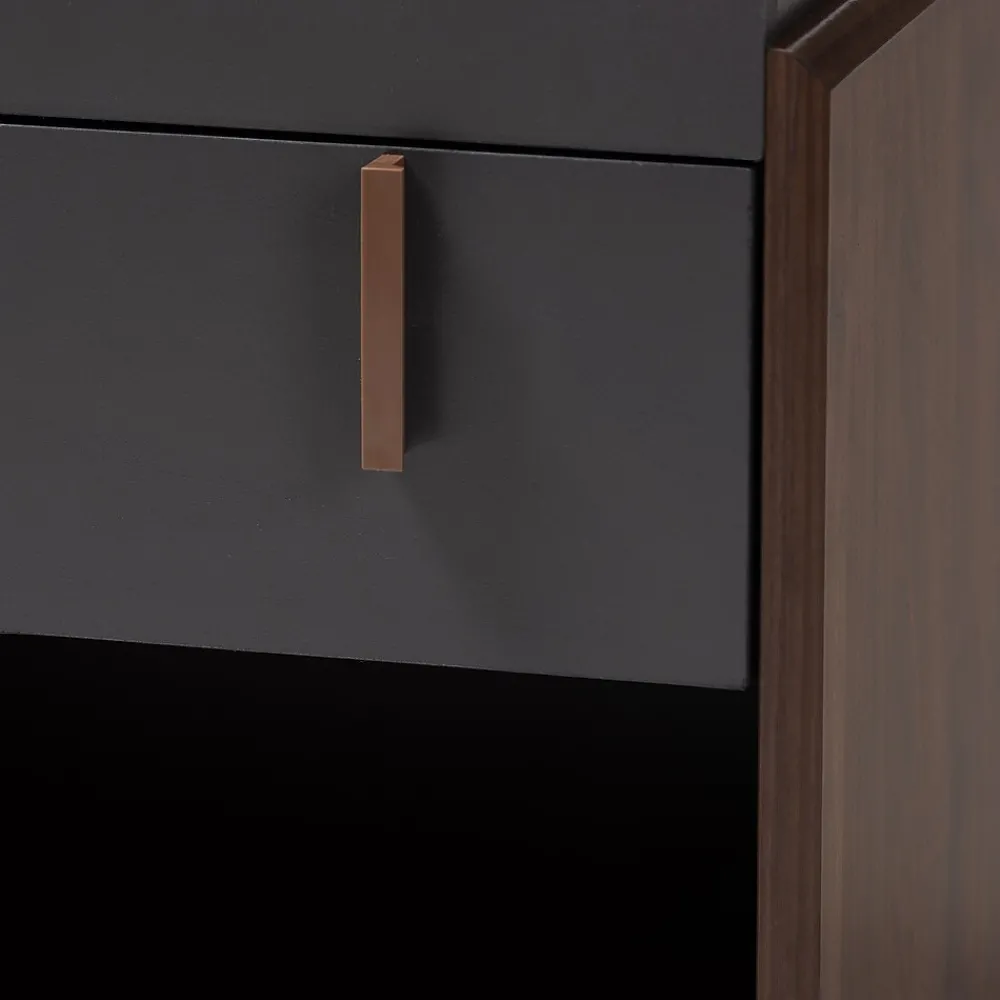Storage Cabinets*Baxton Studio Rikke 17.8" High 1-Shelf Nightstand, Gray and Walnut (152-9147-HiT)