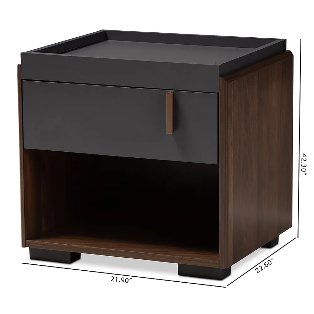 Storage Cabinets*Baxton Studio Rikke 17.8" High 1-Shelf Nightstand, Gray and Walnut (152-9147-HiT)