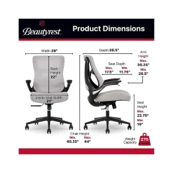 Ergonomic Chairs*Beautyrest ErgoMax Ergonomic Mesh/Fabric Swivel Task Chair, (60078-Gry) Gray