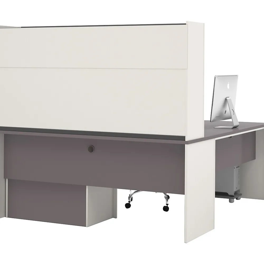L-Desks*bestar Connexion Collection 71"W L-Shaped Desk with Oversize Pedestal and Hutch, Sandstone and Slate (93867-59)