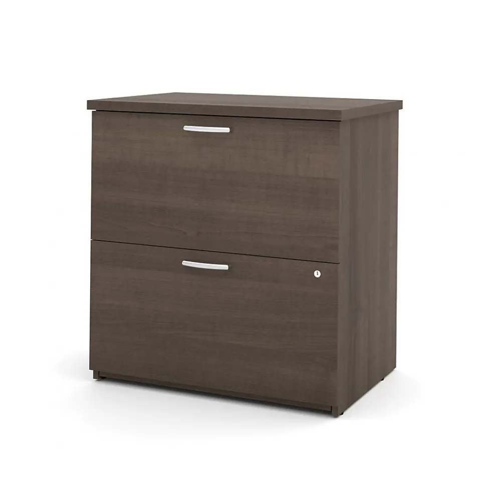 Office Desks*bestar Logan 66" U-Shaped Executive Desk with Hutch, Lateral File Cabinet, and Bookcase, Antigua (46851-52)