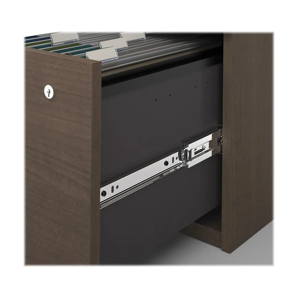 Office Desks*bestar Logan 66" U-Shaped Executive Desk with Hutch, Lateral File Cabinet, and Bookcase, Antigua (46851-52)