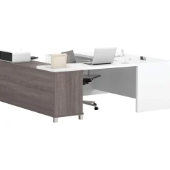 Computer Desks*bestar Pro-Linea U-Desk, Bark Grey/White (120895-47)